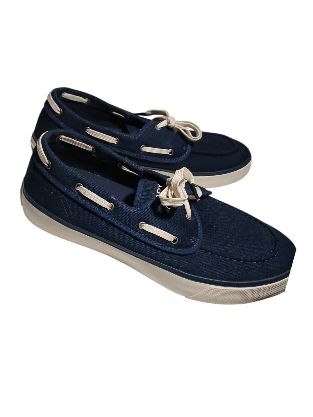 SPERRY Mens Navy Blue W White Laces Sz 8.5